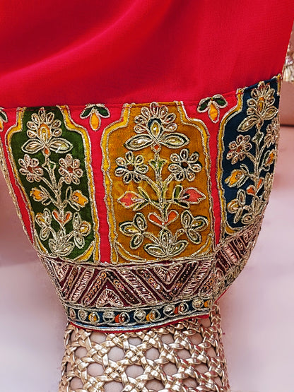 Heavy Wedding Farsi Salwar Suit in Red
