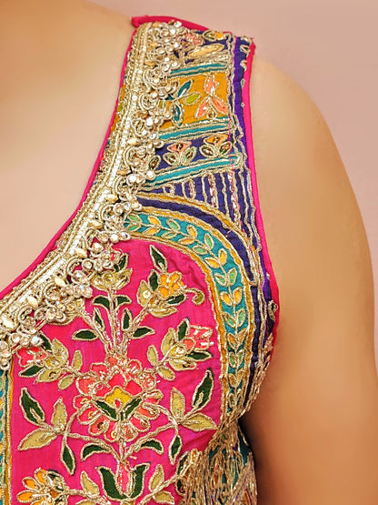 Heavy Wedding Farsi Salwar Suit in Pink