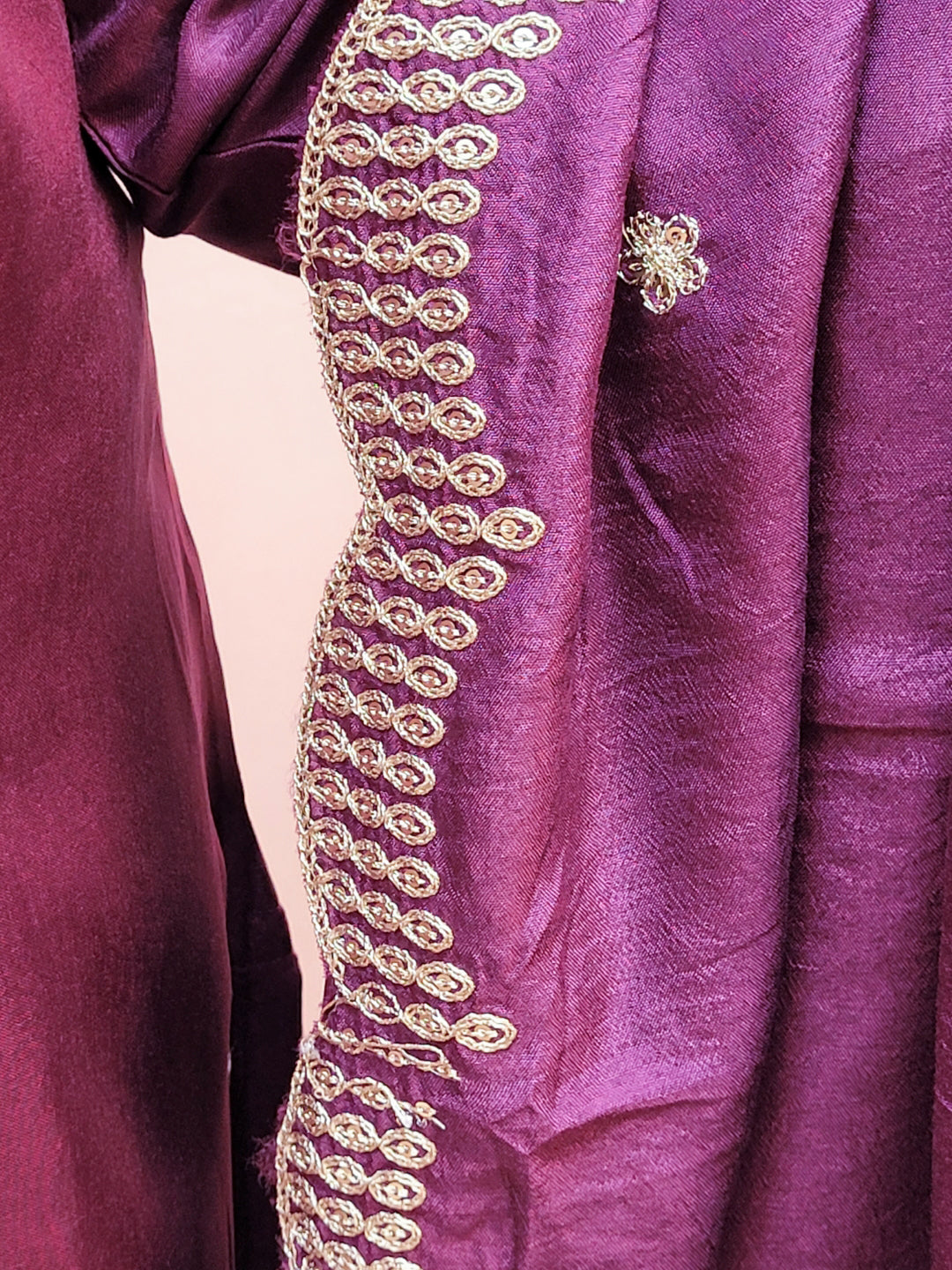 Embroidered Purple Palazzo Suit
