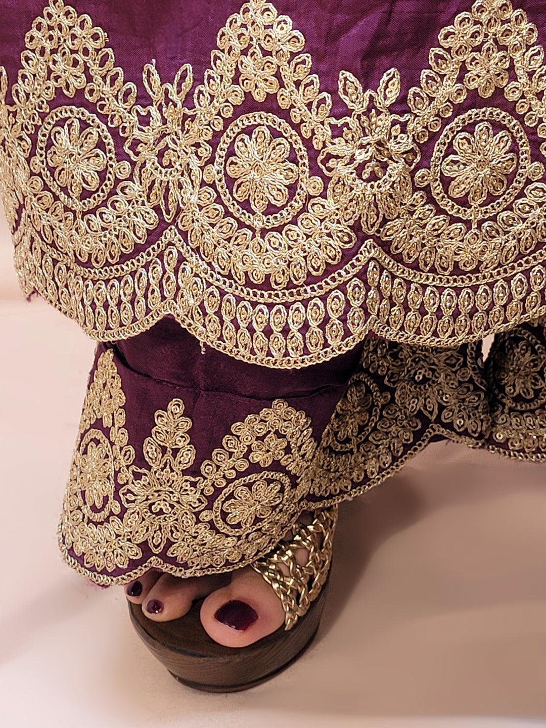 Embroidered Purple Palazzo Suit