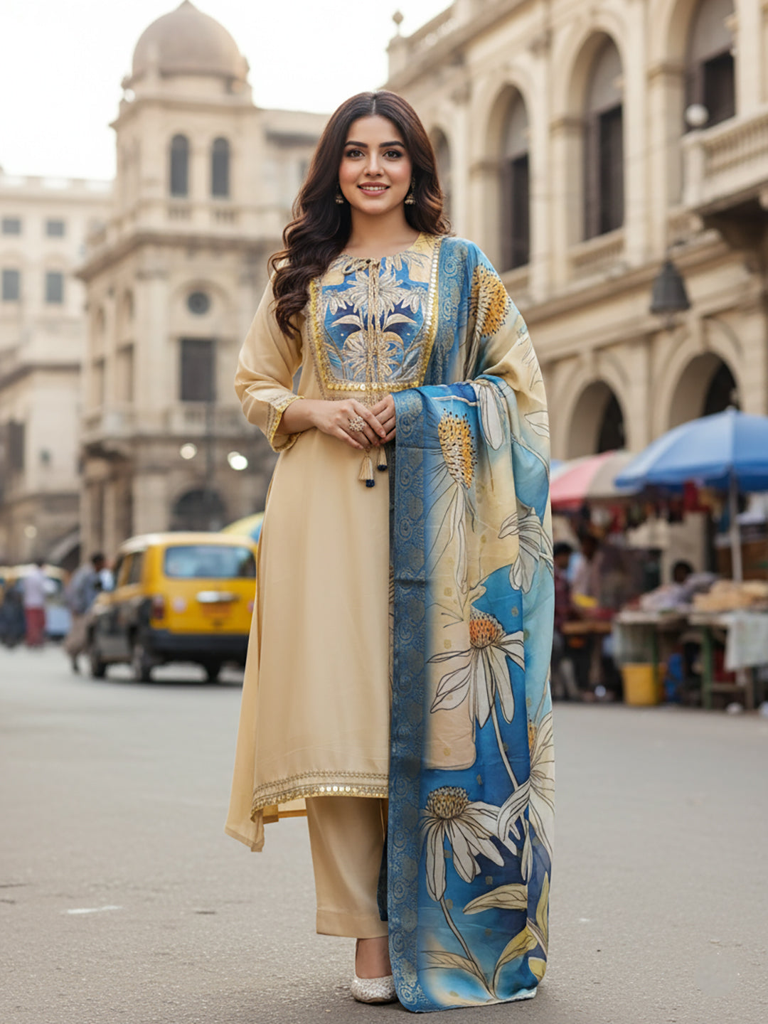 Silk Blend Party Wear Kurta Set for Women