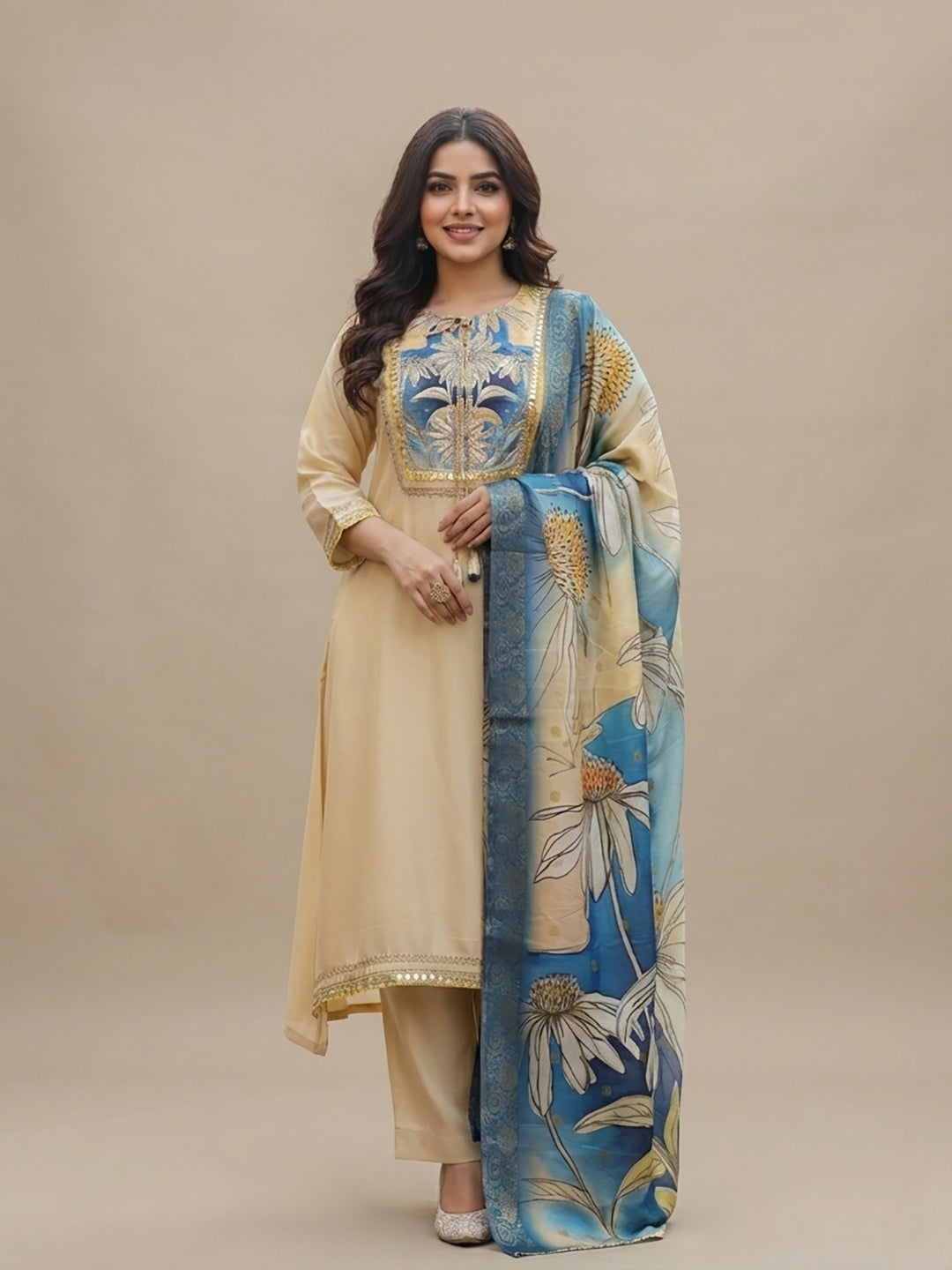 Silk Blend Party Wear Suit Set for Women