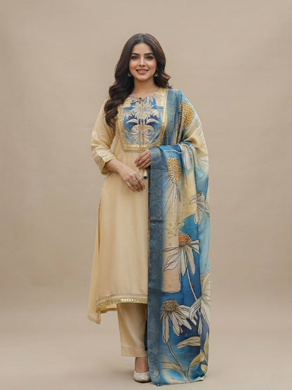 Silk Blend Party Wear Suit Set for Women