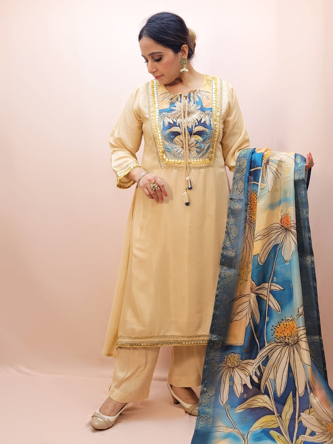 Silk Blend Party Wear Kurta Set for Women