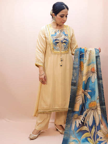 Silk Blend Party Wear Kurta Set for Women