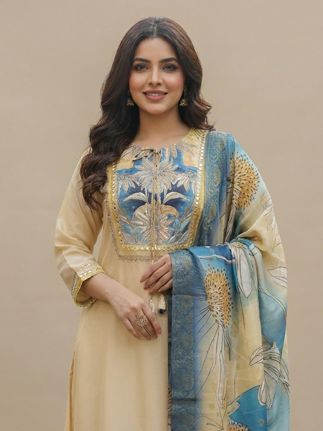 Silk Blend Party Wear Suit Set for Women