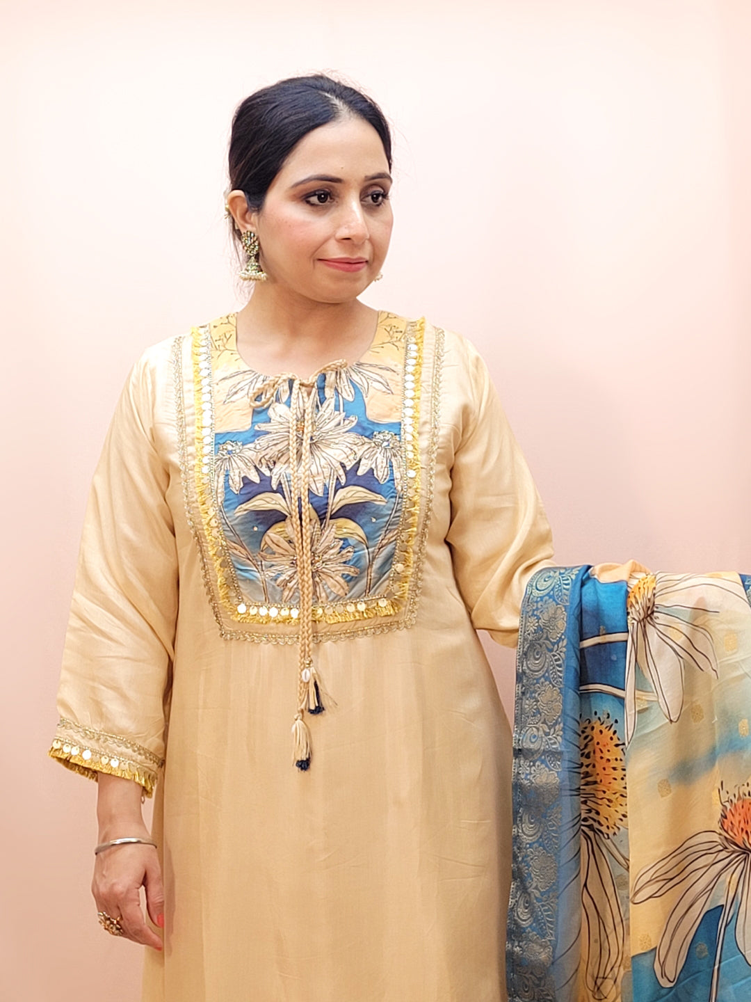 Silk Blend Party Wear Kurta Set for Women