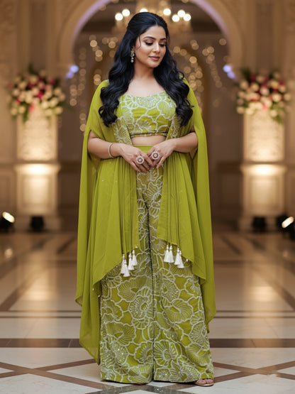 Lime Green Festive and Party Wear Outfit for Women