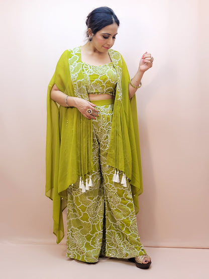 Lime Green Festive and Party Wear Outfit for Women