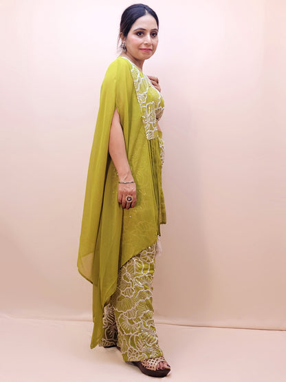 Lime Green Festive and Party Wear Outfit for Women