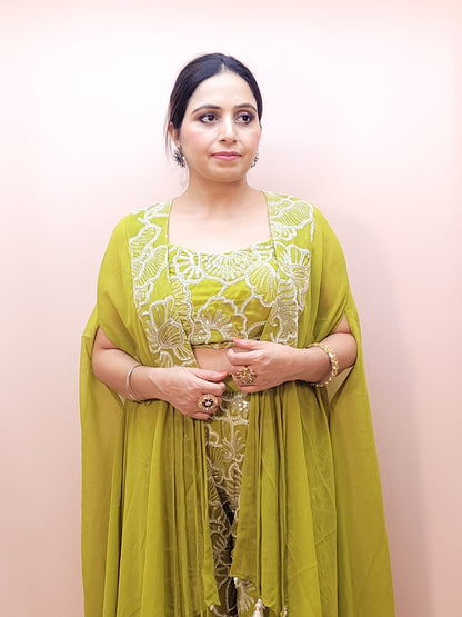 Lime Green Festive and Party Wear Outfit for Women