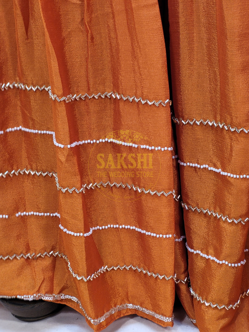 Rust Orange Sharara Suit with Beads Embroidery
