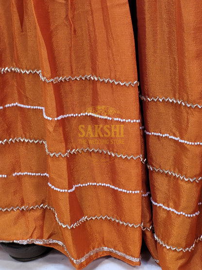 Rust Orange Sharara Suit with Beads Embroidery