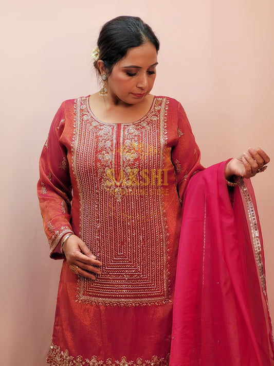 Pink Sharara Suit with Beads Embroidery