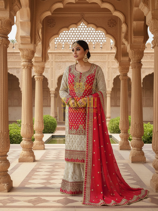 Heavy Embroidered Pakistani Sharara Suit