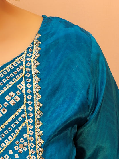 Blue Silk Party Wear Suit Set for Women