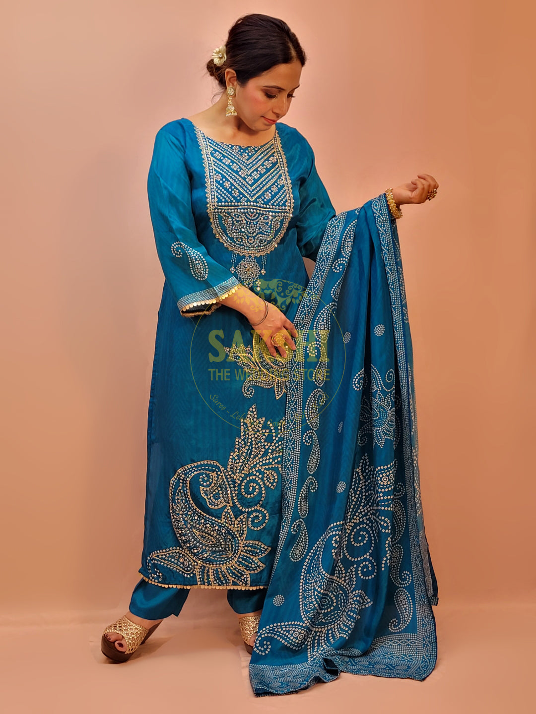 Blue Silk Kurta Set for Women