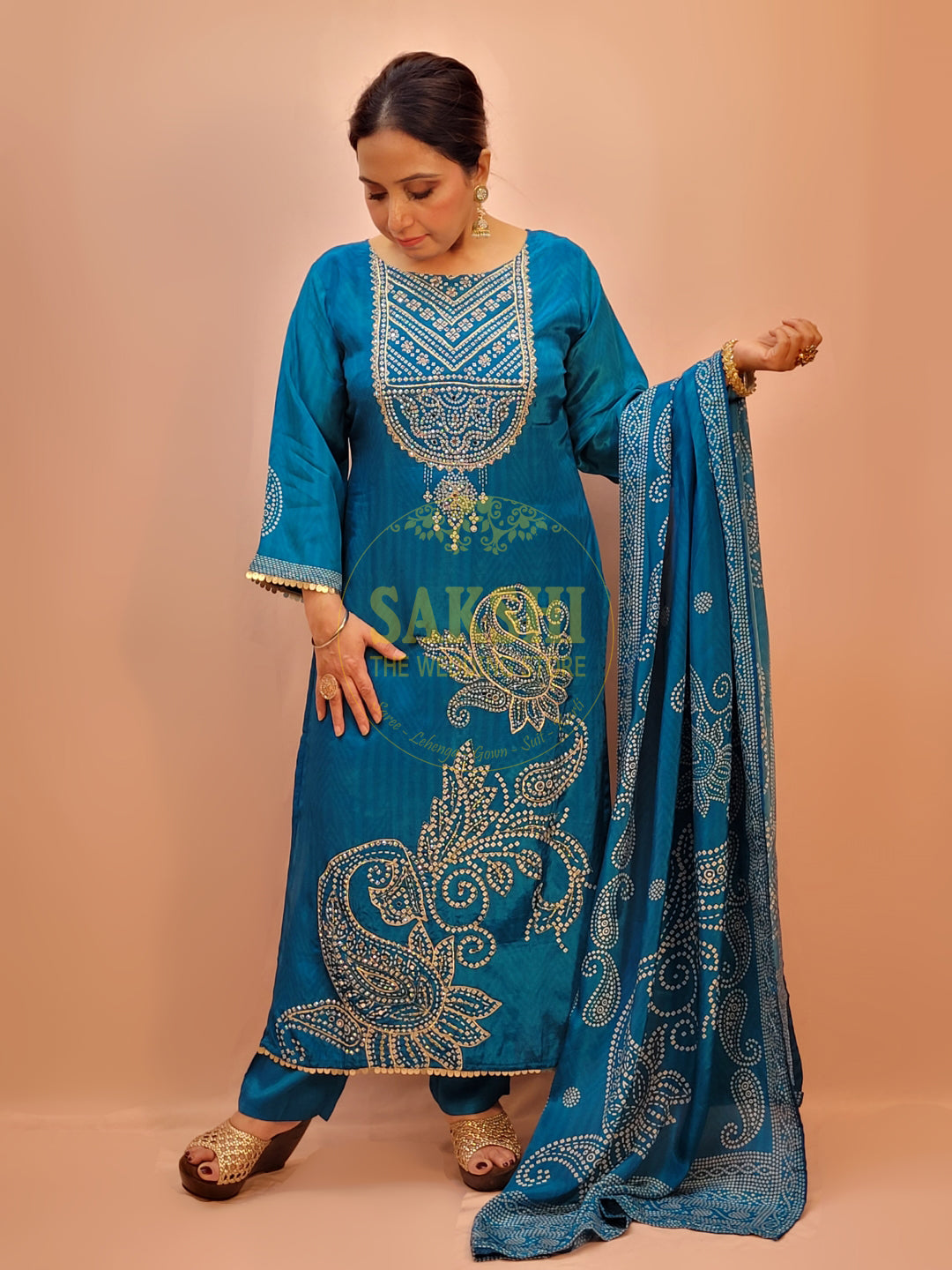 Blue Silk Kurta Set for Women