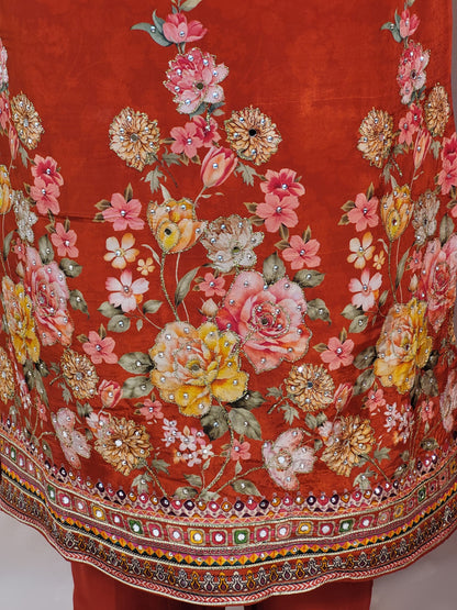 Rust Orange Pakistani Suit with Pants
