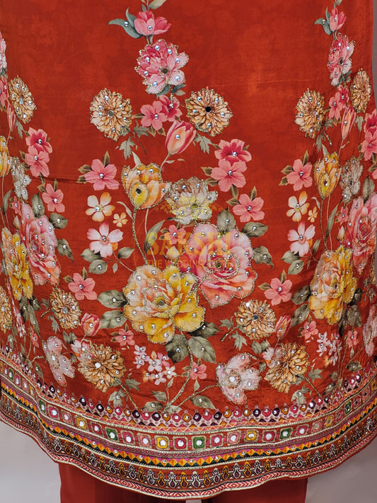 Rust Orange Pakistani Suit with Pants