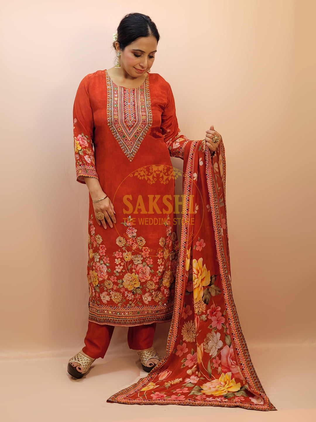 Rust Orange Pakistani Suit with Pants