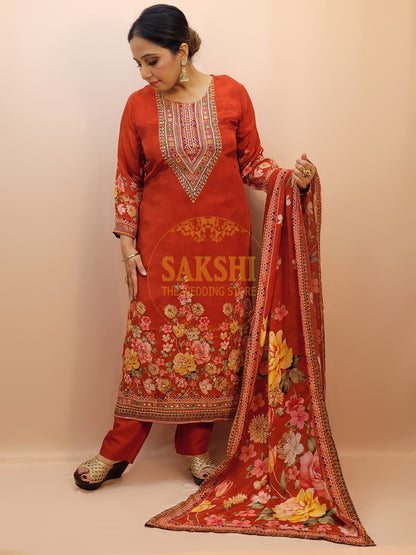 Rust Orange Pakistani Suit with Pants