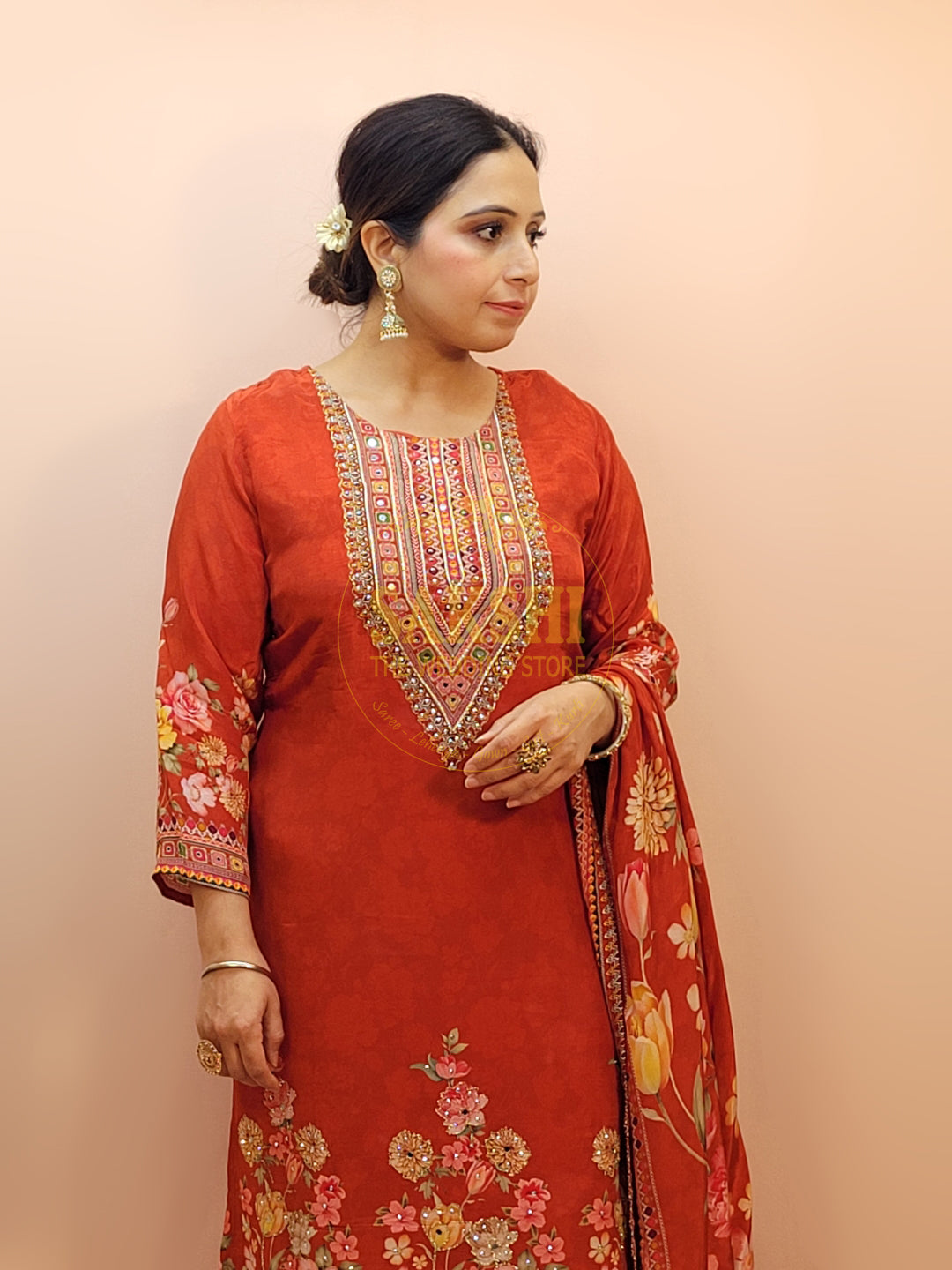 Rust Orange Pakistani Suit with Pants