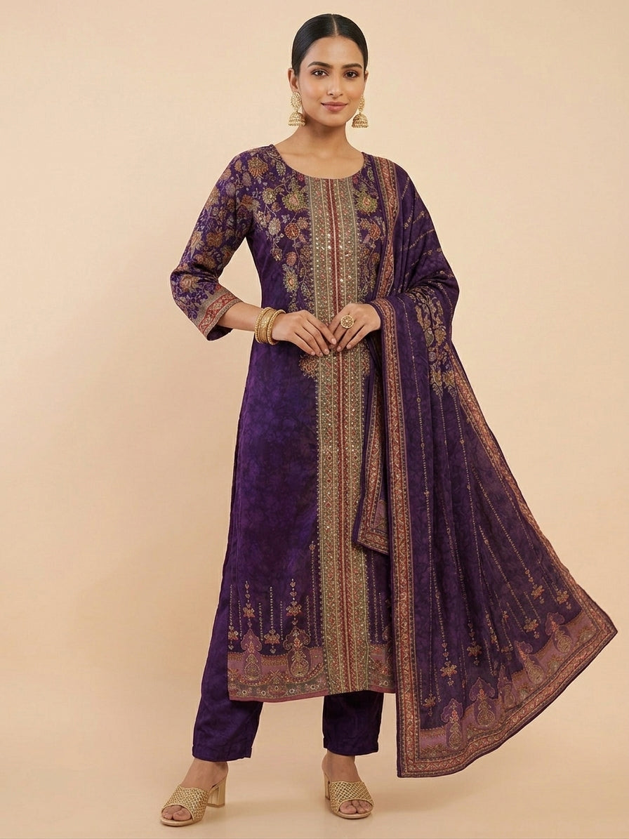 Purple Pakistani Suit with Pants