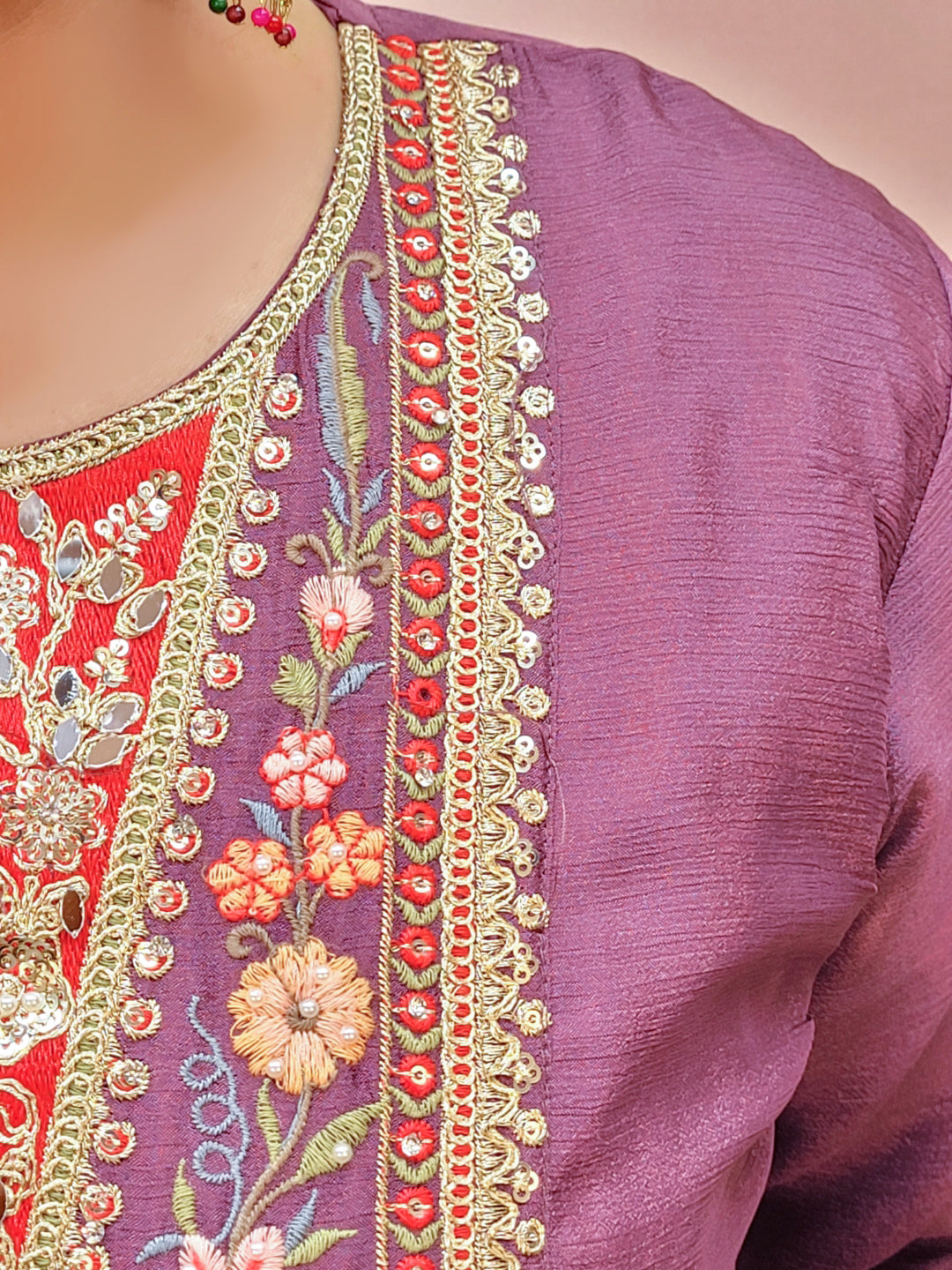 Purple Chinon Wedding Suit for Women