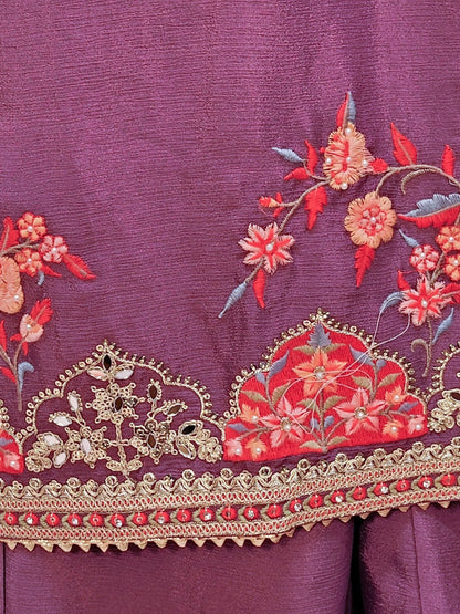 Purple Chinon Wedding Suit for Women