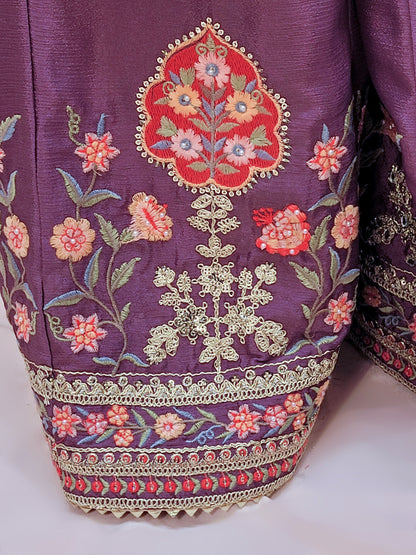 Purple Chinon Wedding Suit for Women