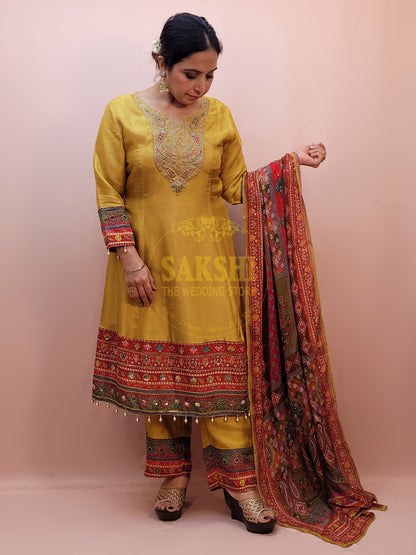 Anarkali Suit in Yellow Color