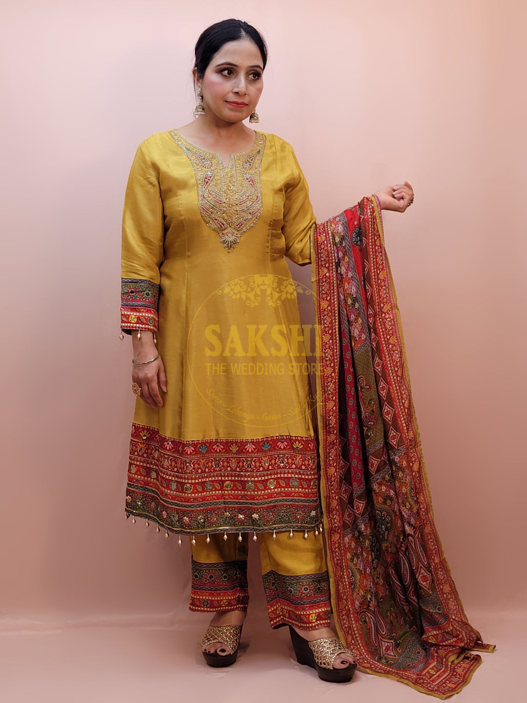 Anarkali Suit in Yellow Color