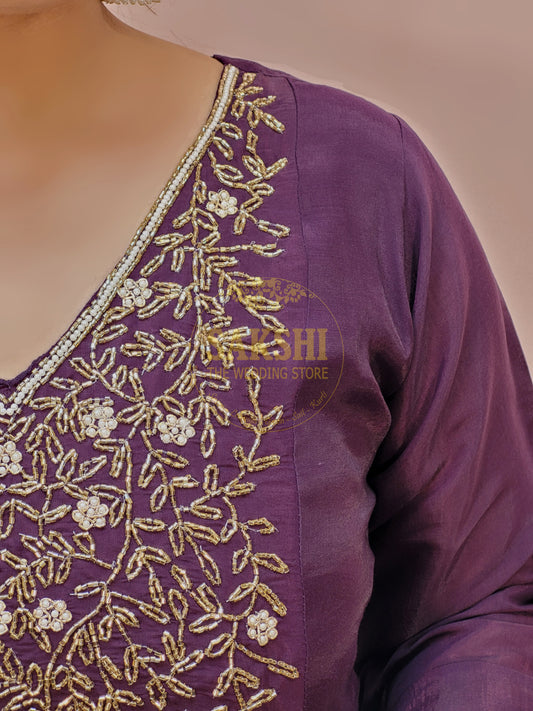 Anarkali Suit in Purple Color