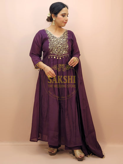 Anarkali Suit in Purple Color