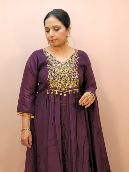 Anarkali Suit in Purple Color