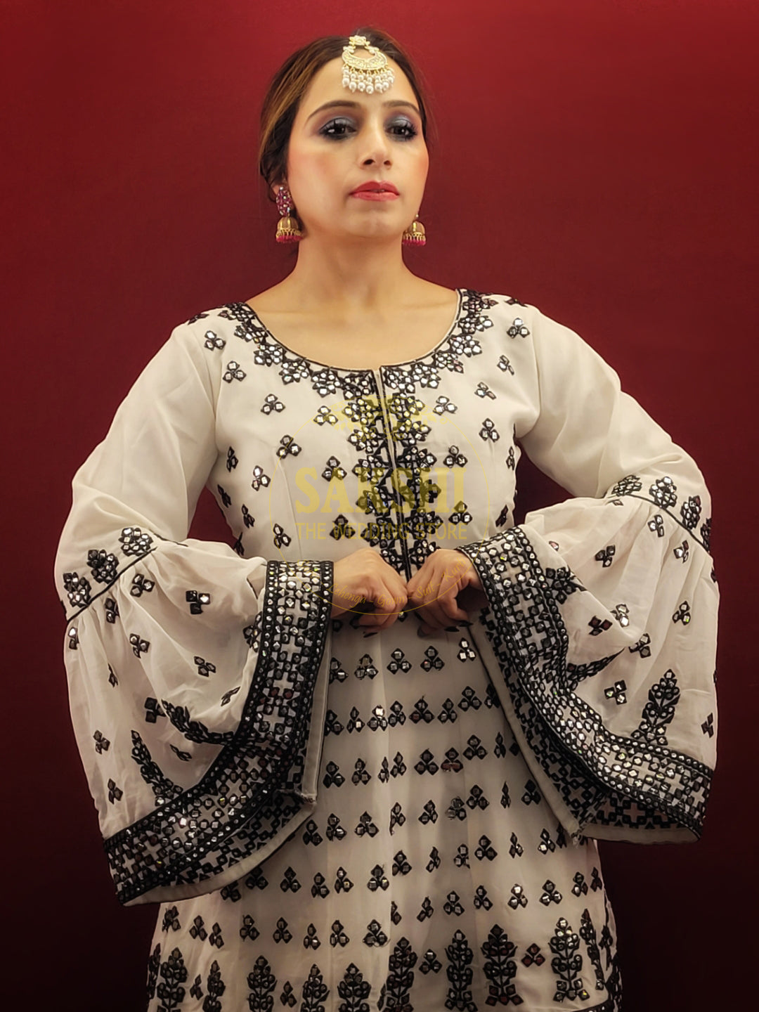 White & Black Peplum Indo-Western Dress