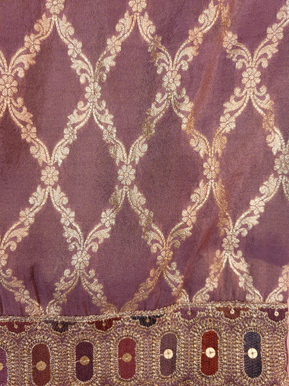 Lavender Organza Banarasi Co-ord Set