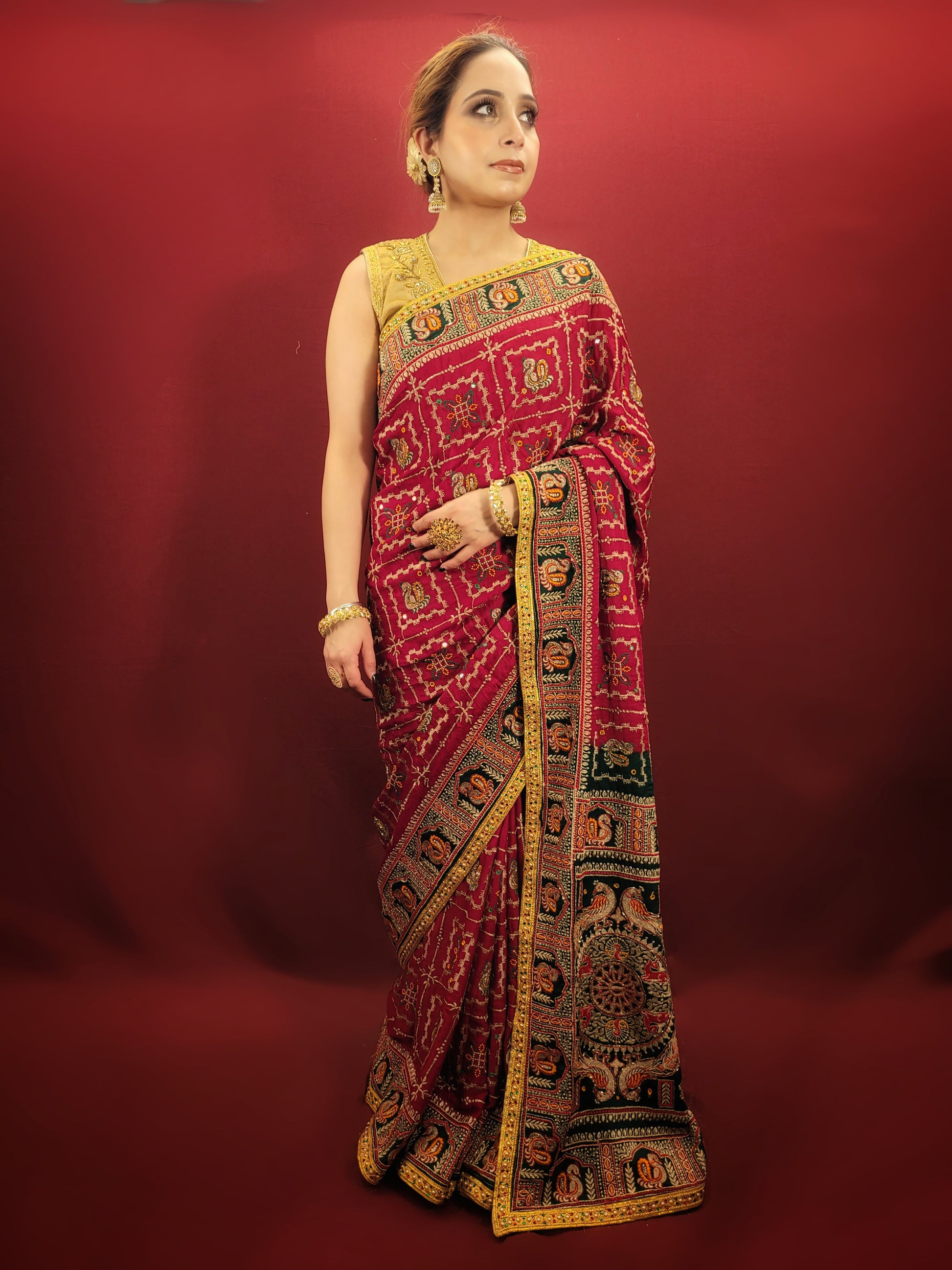 Beautiful Maroon Red Traditional Wedding Saree – SAKSHI The