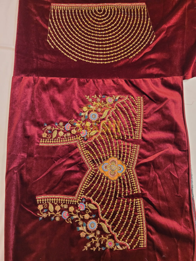 Maroon and Mustard Multicolored Bridal Lehenga Set
