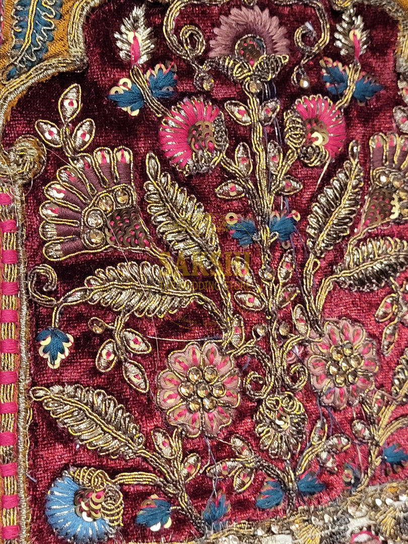 Maroon and Mustard Multicolored Bridal Lehenga Set