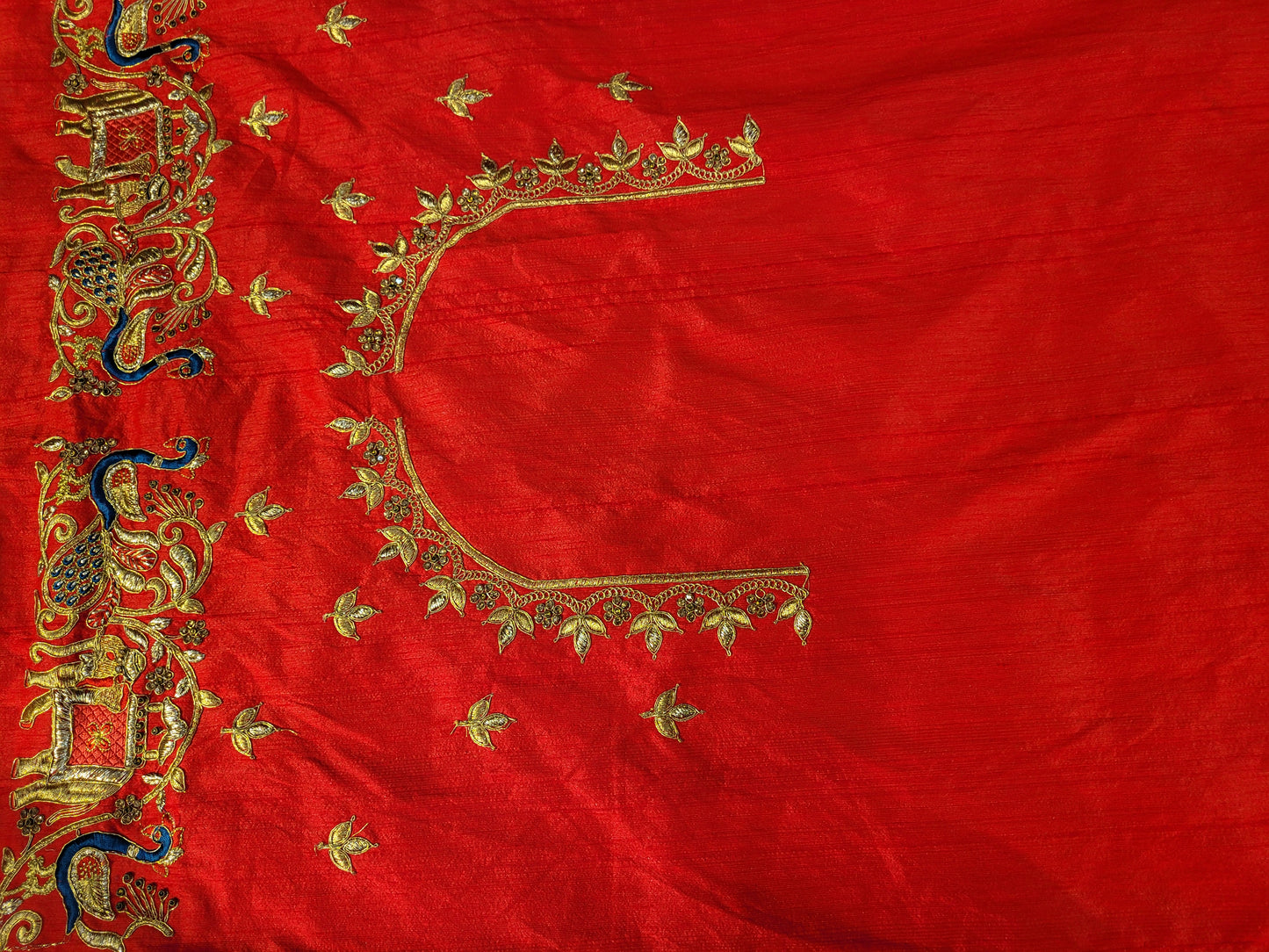 Light Golden Tissue Saree with beautiful embroidery
