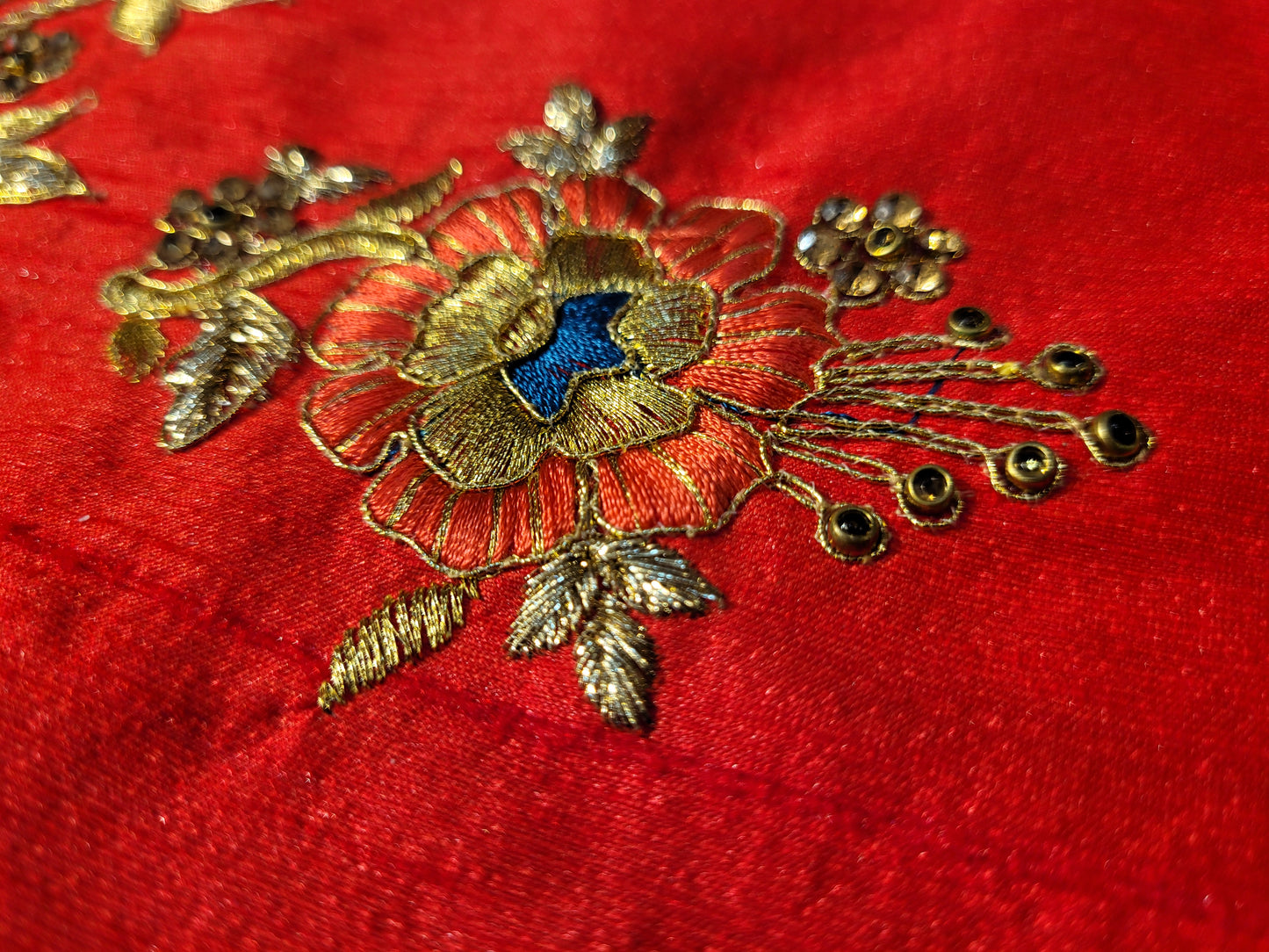 Light Golden Tissue Saree with beautiful embroidery