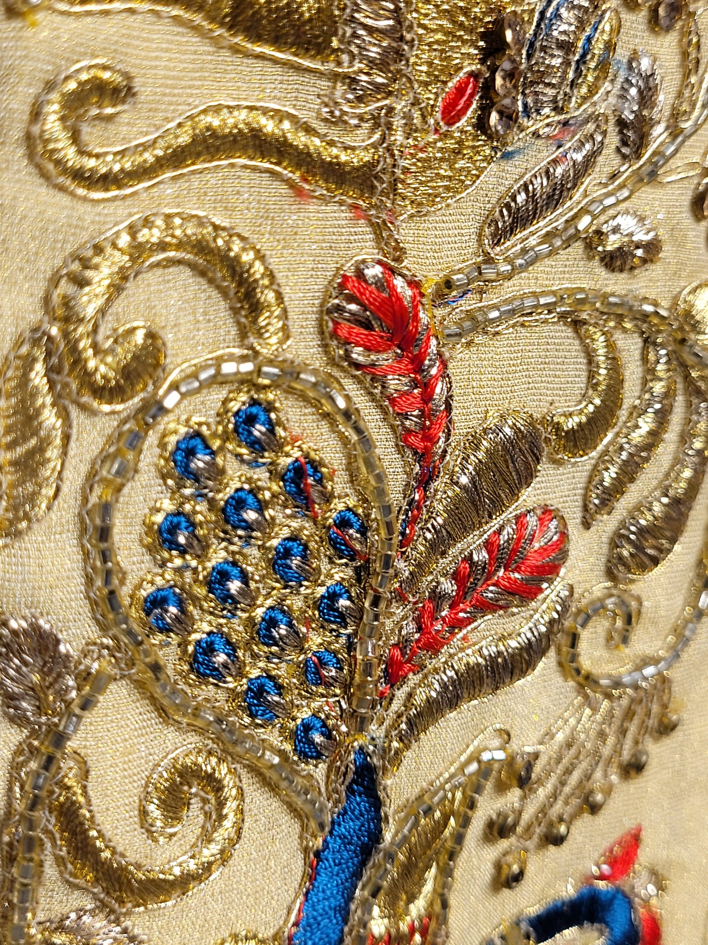 Light Golden Tissue Saree with beautiful embroidery