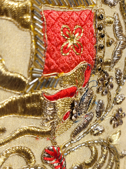 Light Golden Tissue Saree with beautiful embroidery