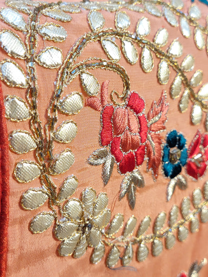 Peach Shaded Crepe Saree with Gota Patti Work