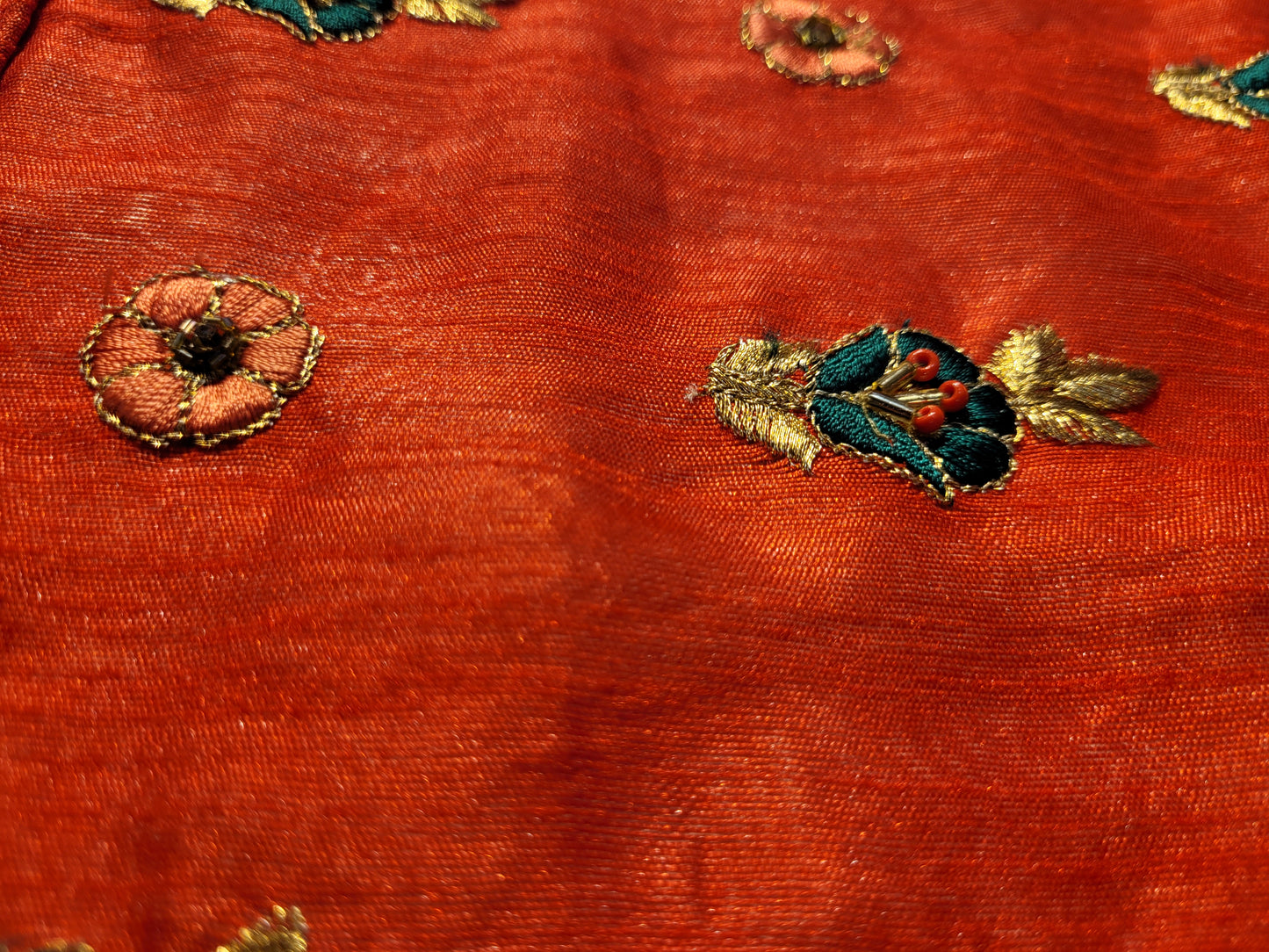 Peach Shaded Crepe Saree with Gota Patti Work