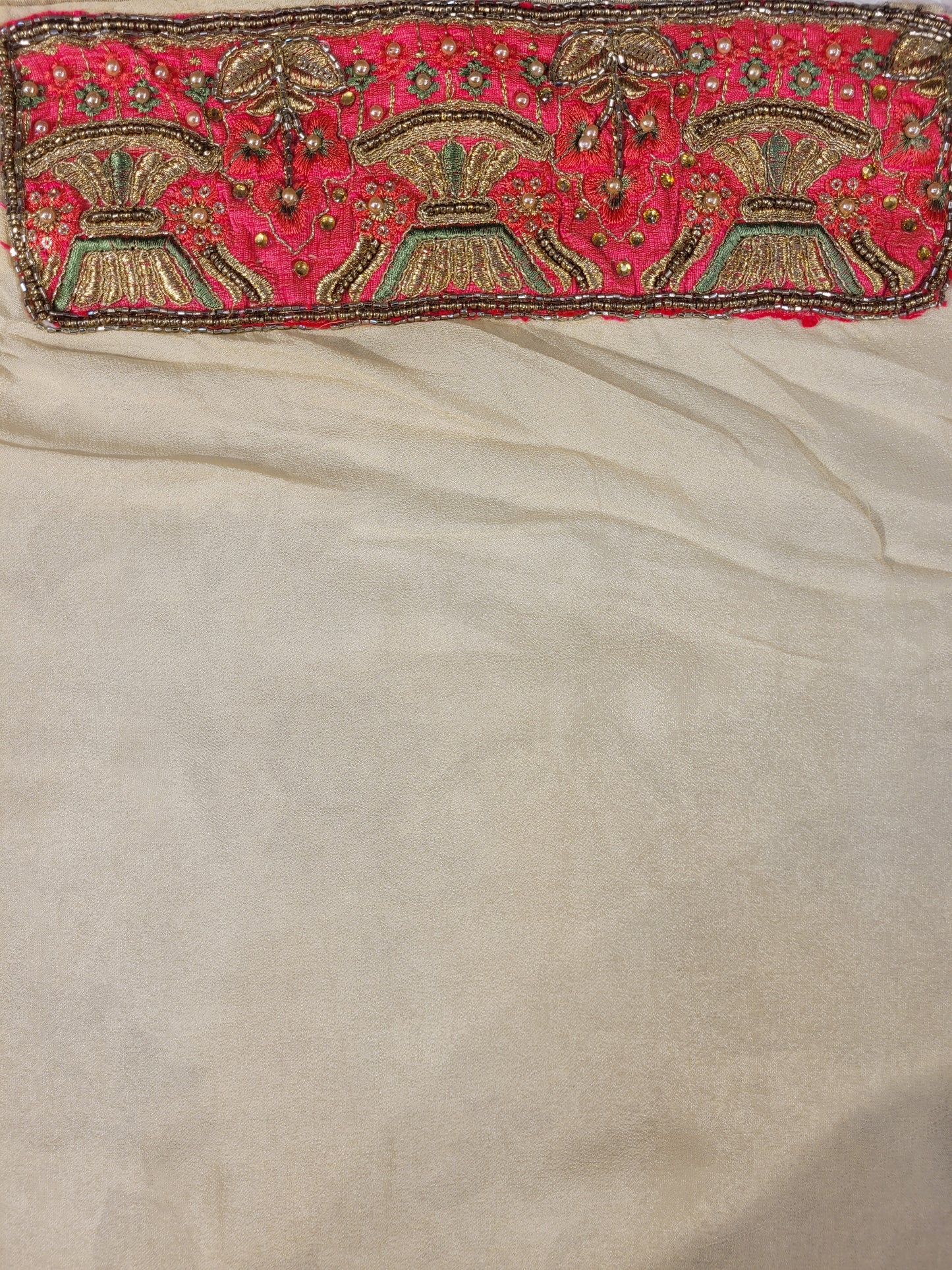 Off White Creme Dola Banarsi Saree with Heavy Border