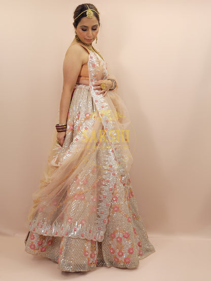 Ivory Water Sequins Lehenga