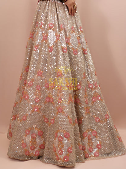 Ivory Water Sequins Lehenga